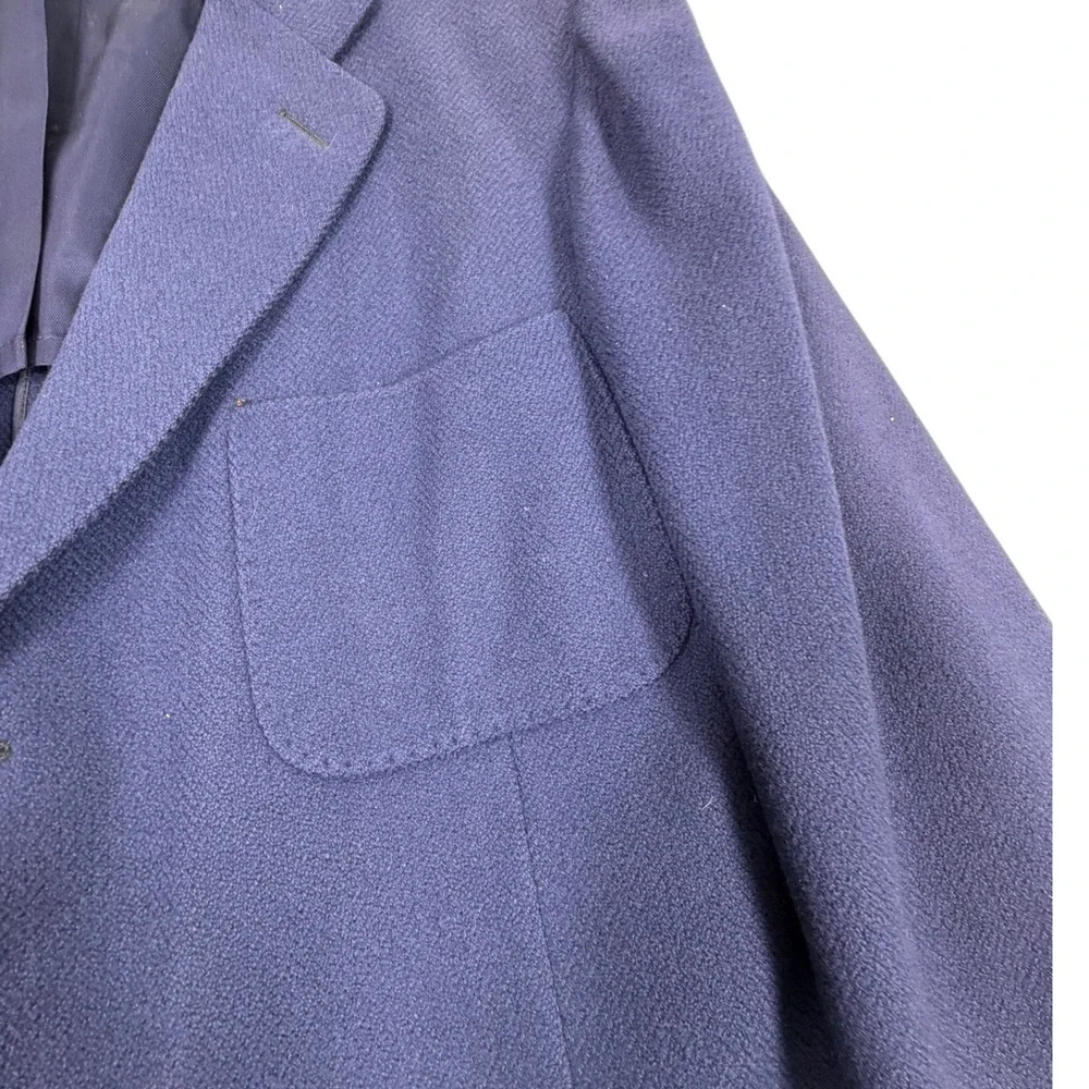 1950s Cashmere Patch Pocket Navy Blue Ireland Made Loomed Blazer 44R  Rockabilly